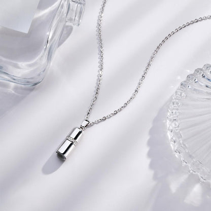 Silver pill pendant projection necklace, a romantic couple gift with a photo inside.